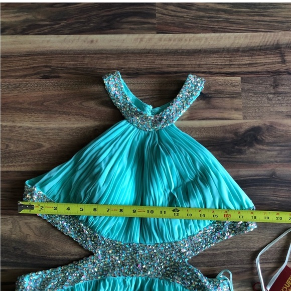 Blue beaded Halter Maxi Gown - Picture 7 of 15